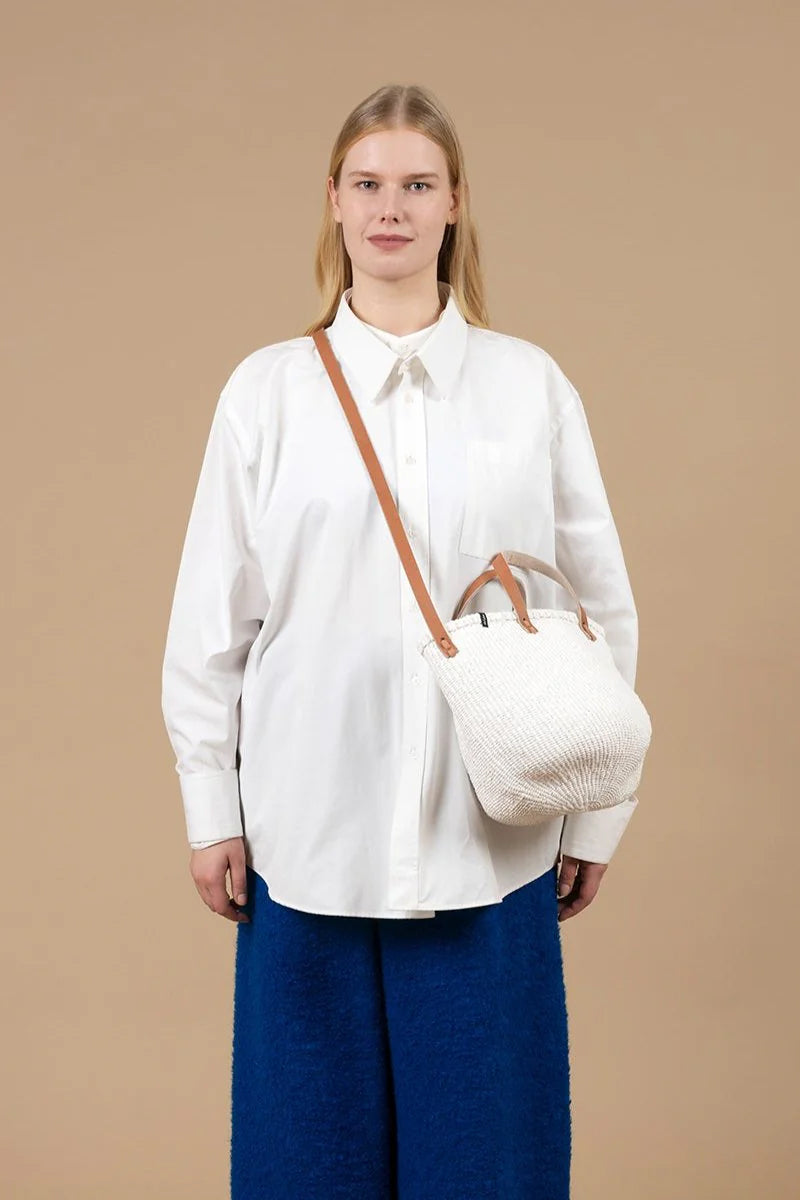 Mifuko Kiondo Small Shopper Basket Bag White
