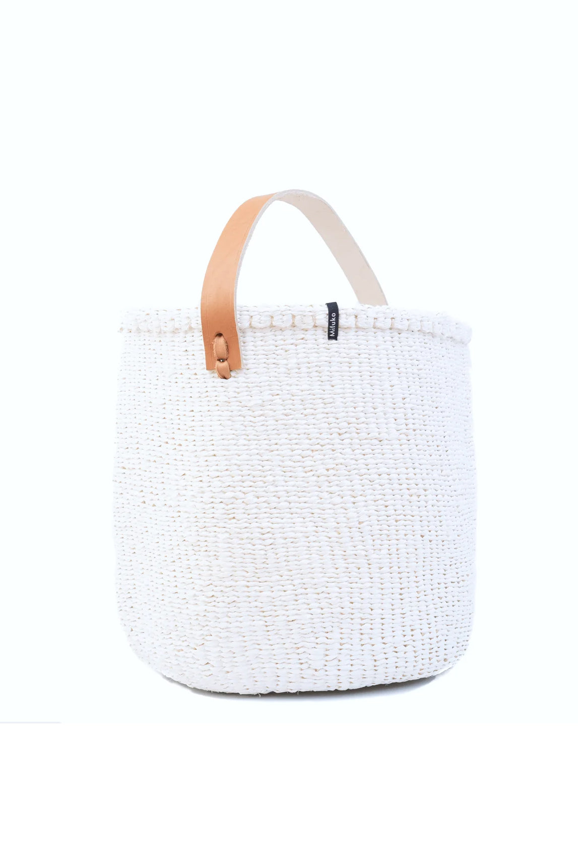 Mifuko Kiondo Small Basket w/Handle White