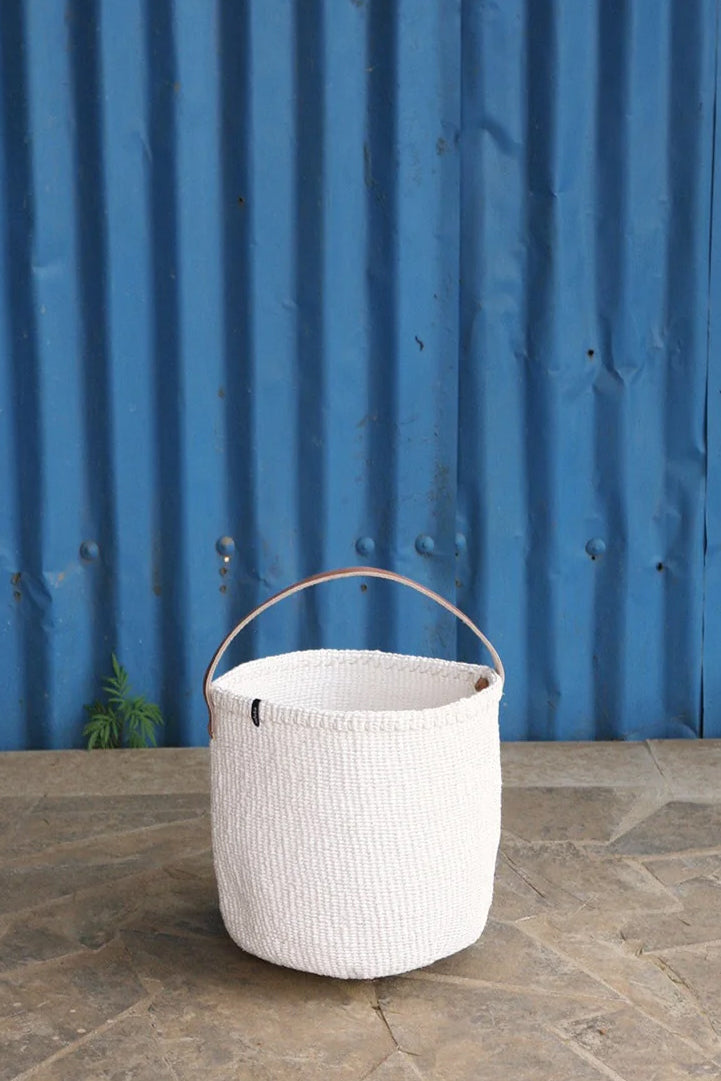 Mifuko Kiondo Small Basket w/Handle White
