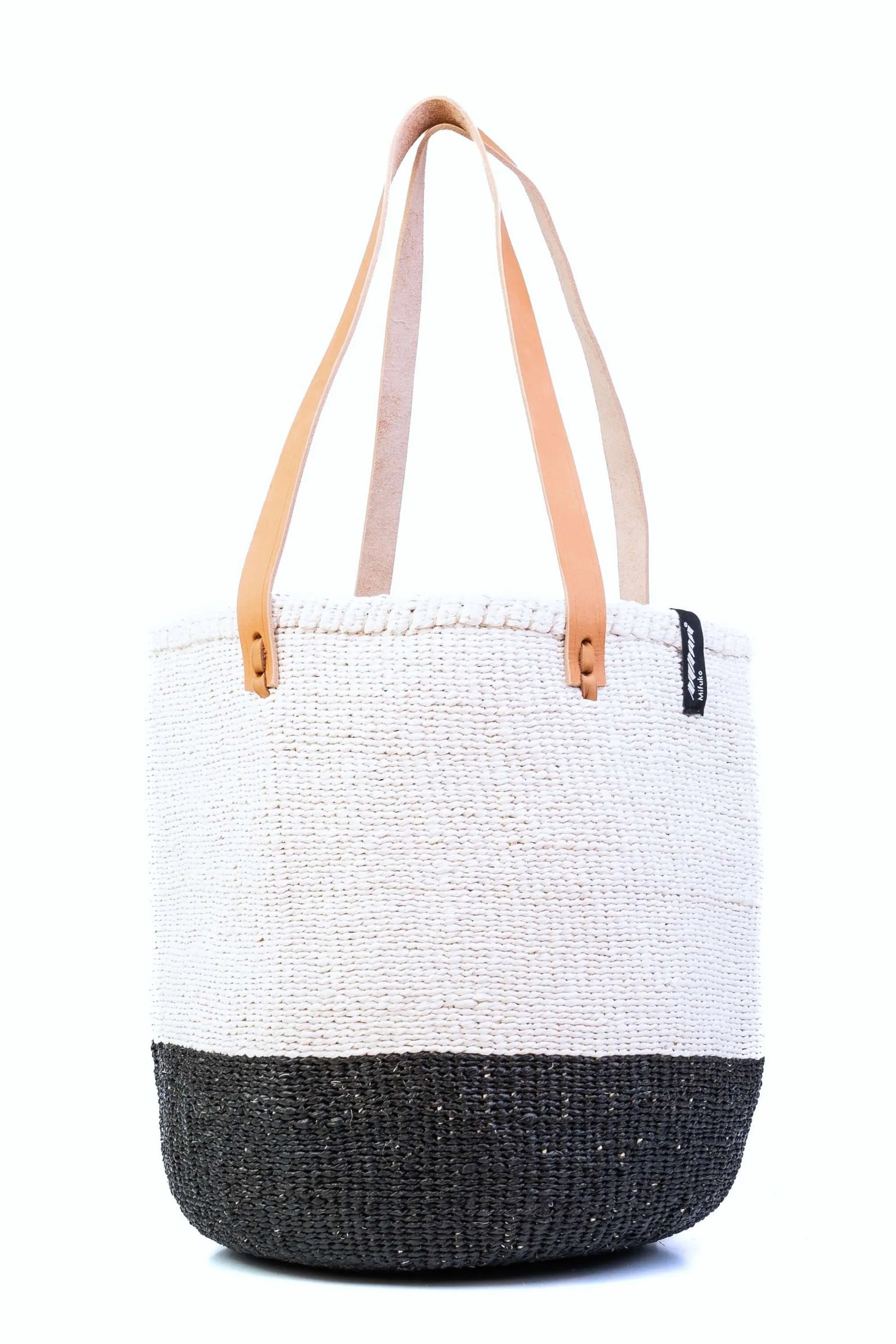 Mifuko Kiondo Medium Shopper Basket Bag Duo Black/White