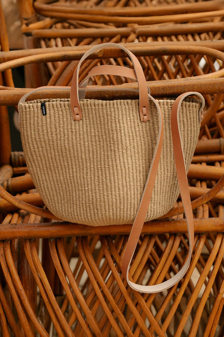 Mifuko Kiondo Small Shopper Basket Bag Brown