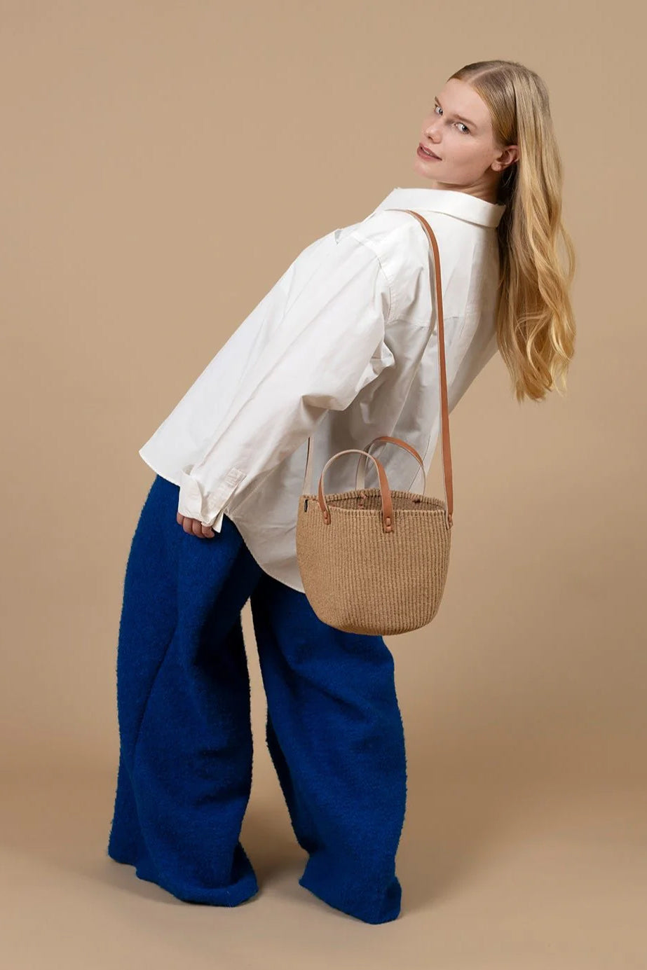 Mifuko Kiondo Small Shopper Basket Bag Brown