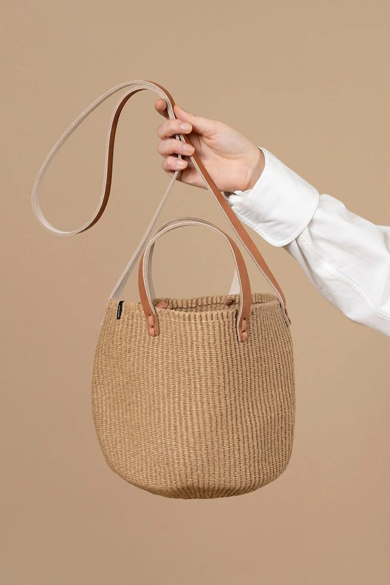 Mifuko Kiondo Small Shopper Basket Bag Brown