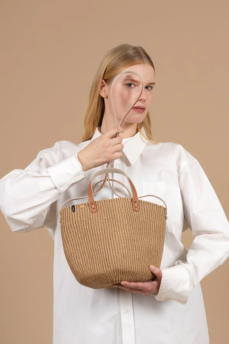 Mifuko Kiondo Small Shopper Basket Bag Brown
