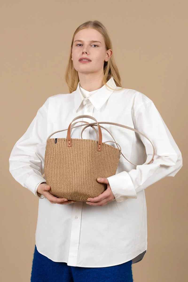 Mifuko Kiondo Small Shopper Basket Bag Brown