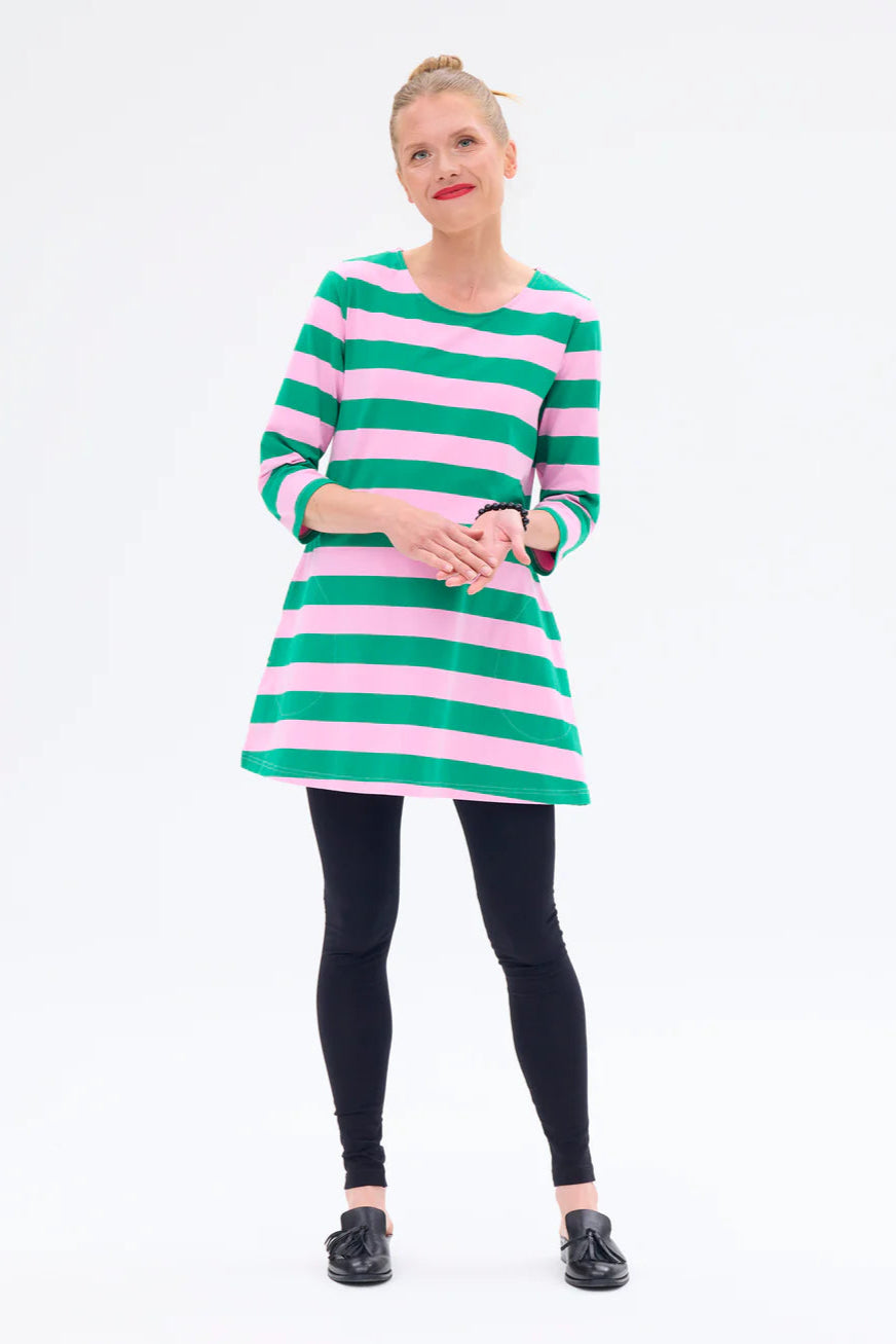 Ratia Pisara Pink/Green Stripe Tunic