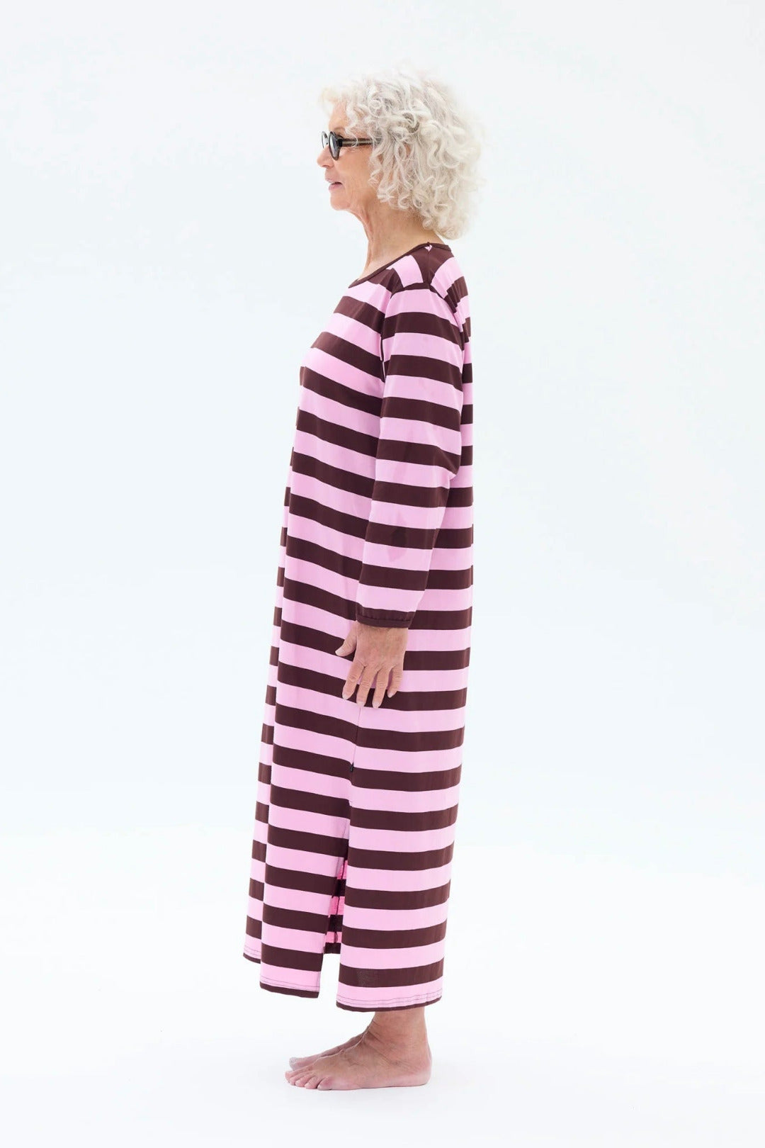 Ratia Felia Nightgown Stripes Pink/Burgundy