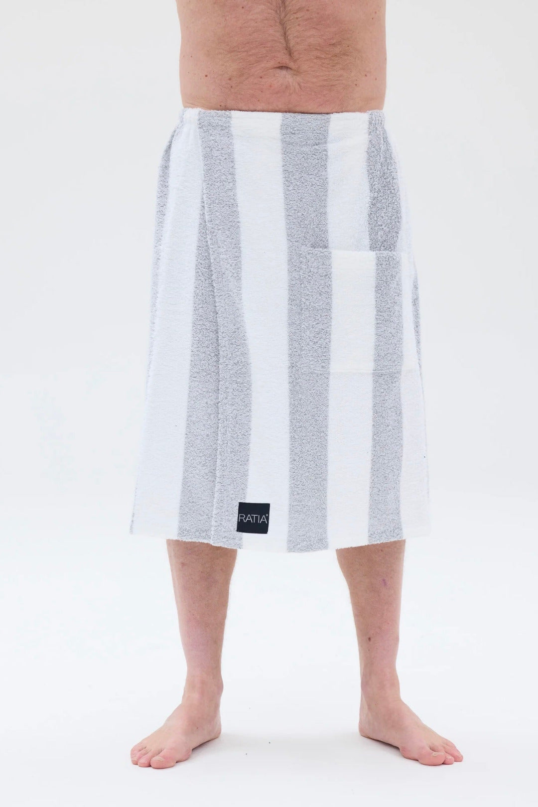Ratia Men's Bath Wrap Wide Stripe Grey/White