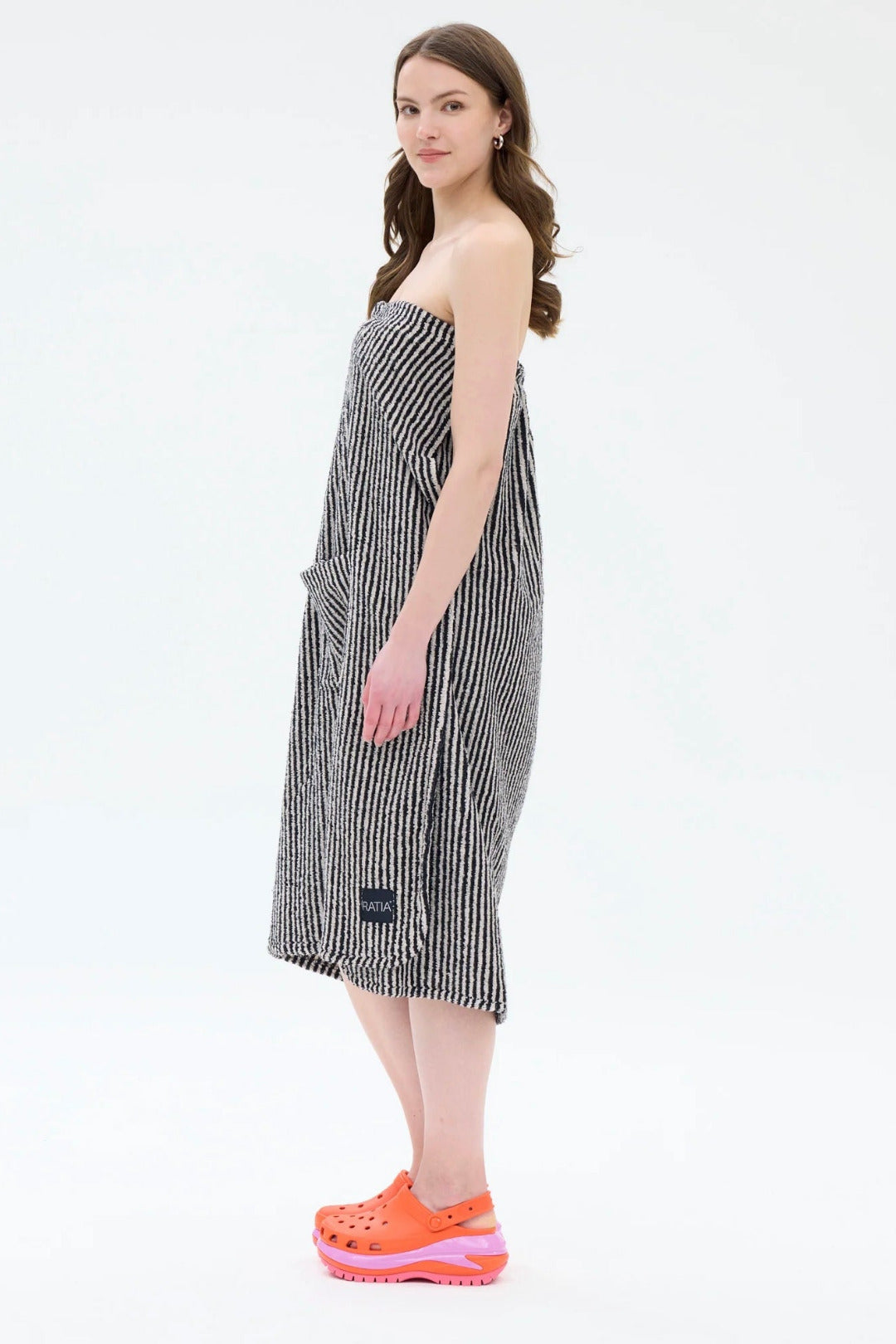 Ratia Women's Bath Wrap Stripes Black/Sand