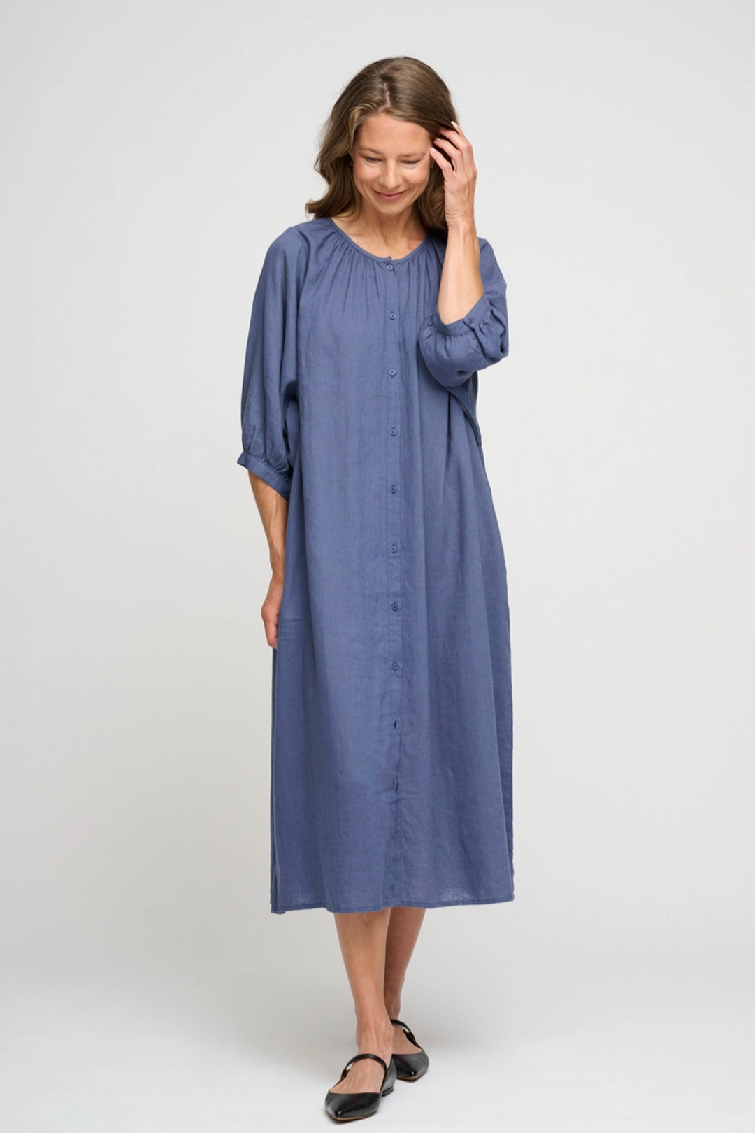 Moshi Moshi Mind May Linen Shirtdress Blue