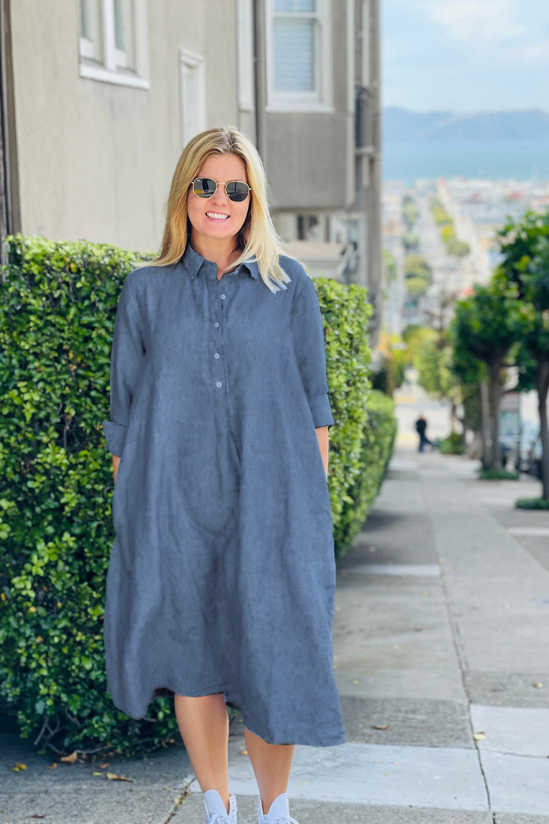 Piironki Helsinki Linen Sofia Blue Dress