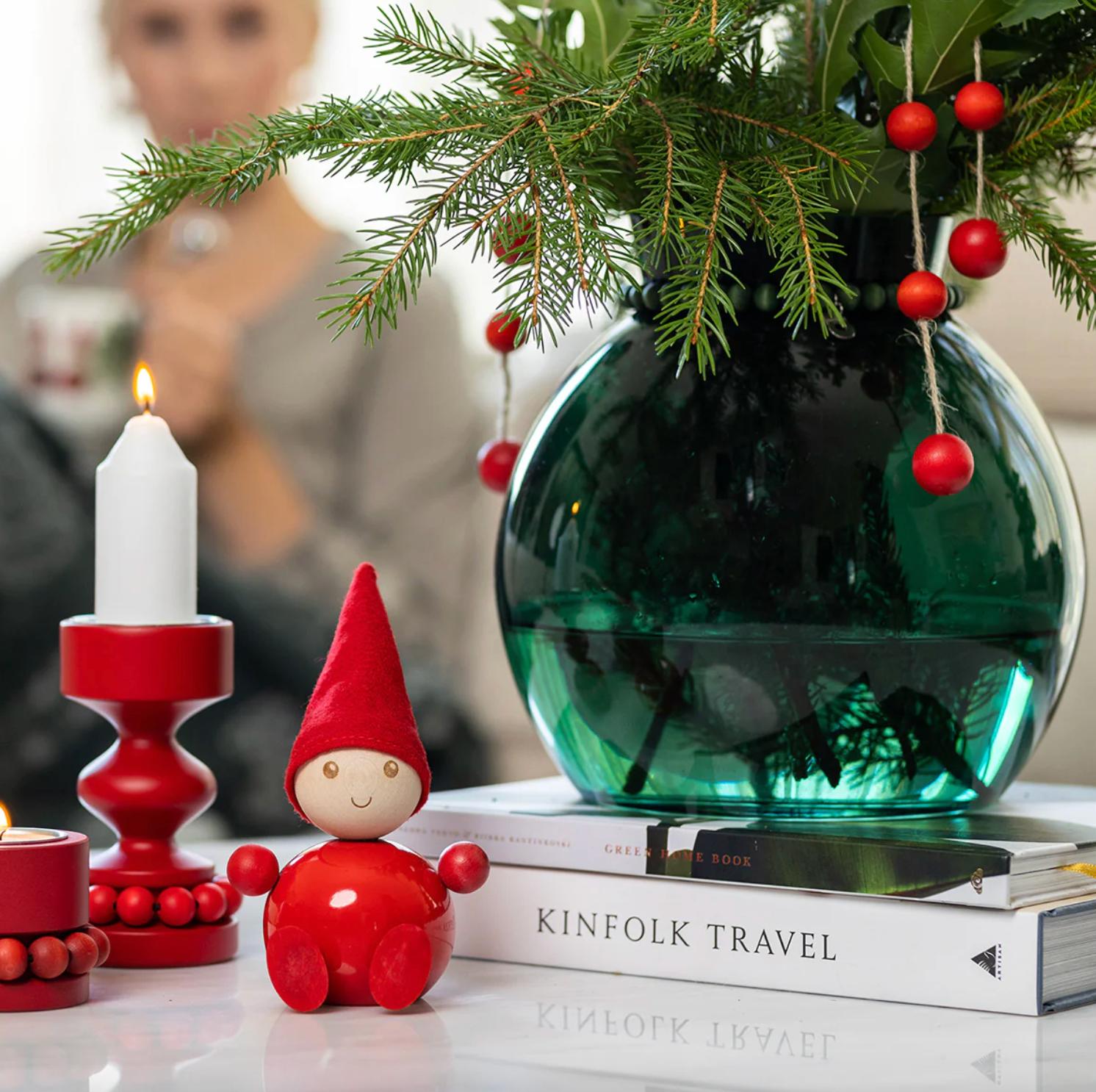 Aarikka Pom Pom Ornament Red