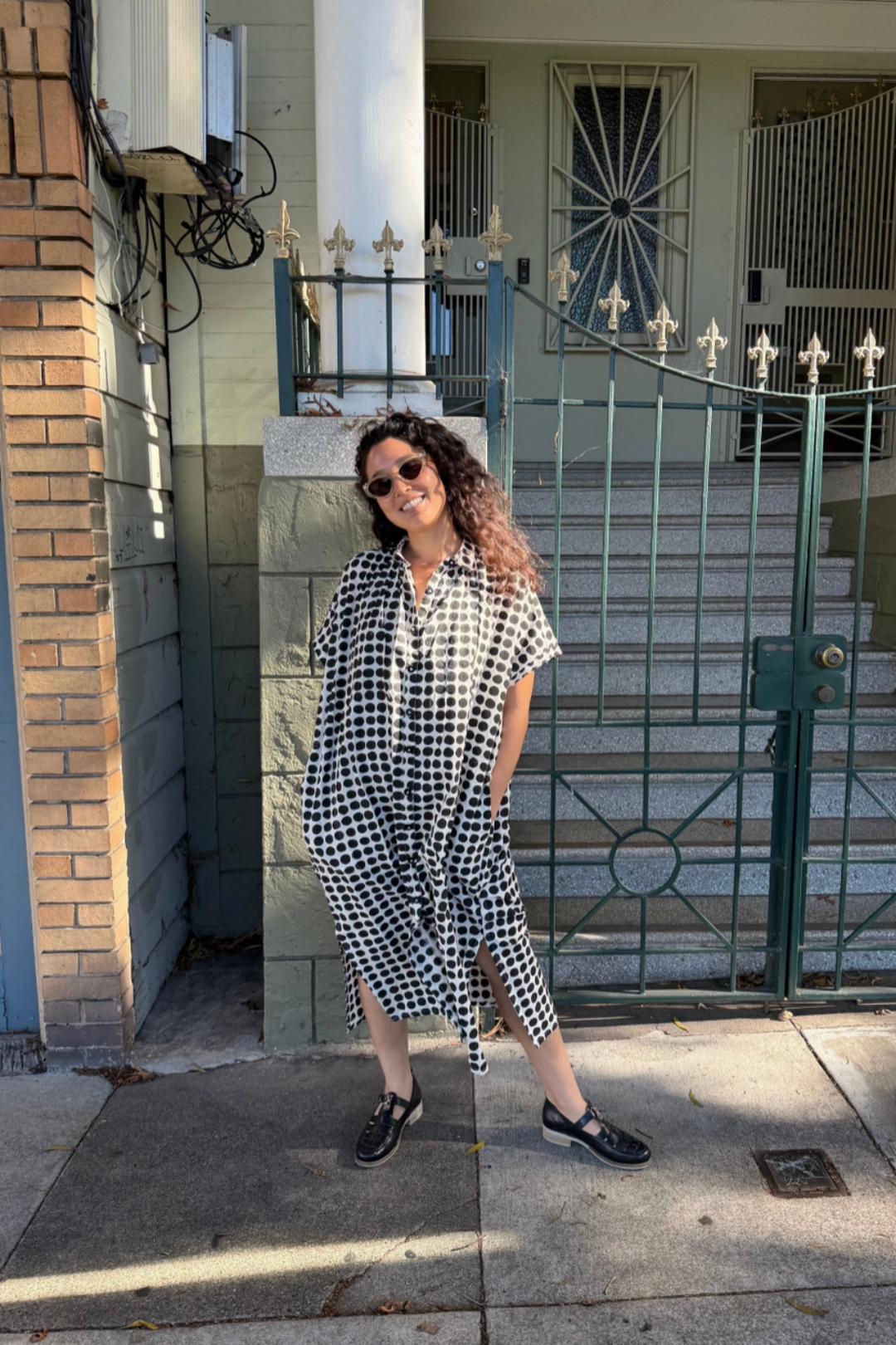 Happy French Elise Madder Black Dots Dress