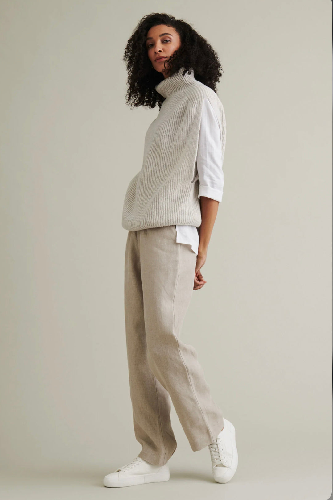 Niinmun Utö Merino Wool Collar Vest Light Grey