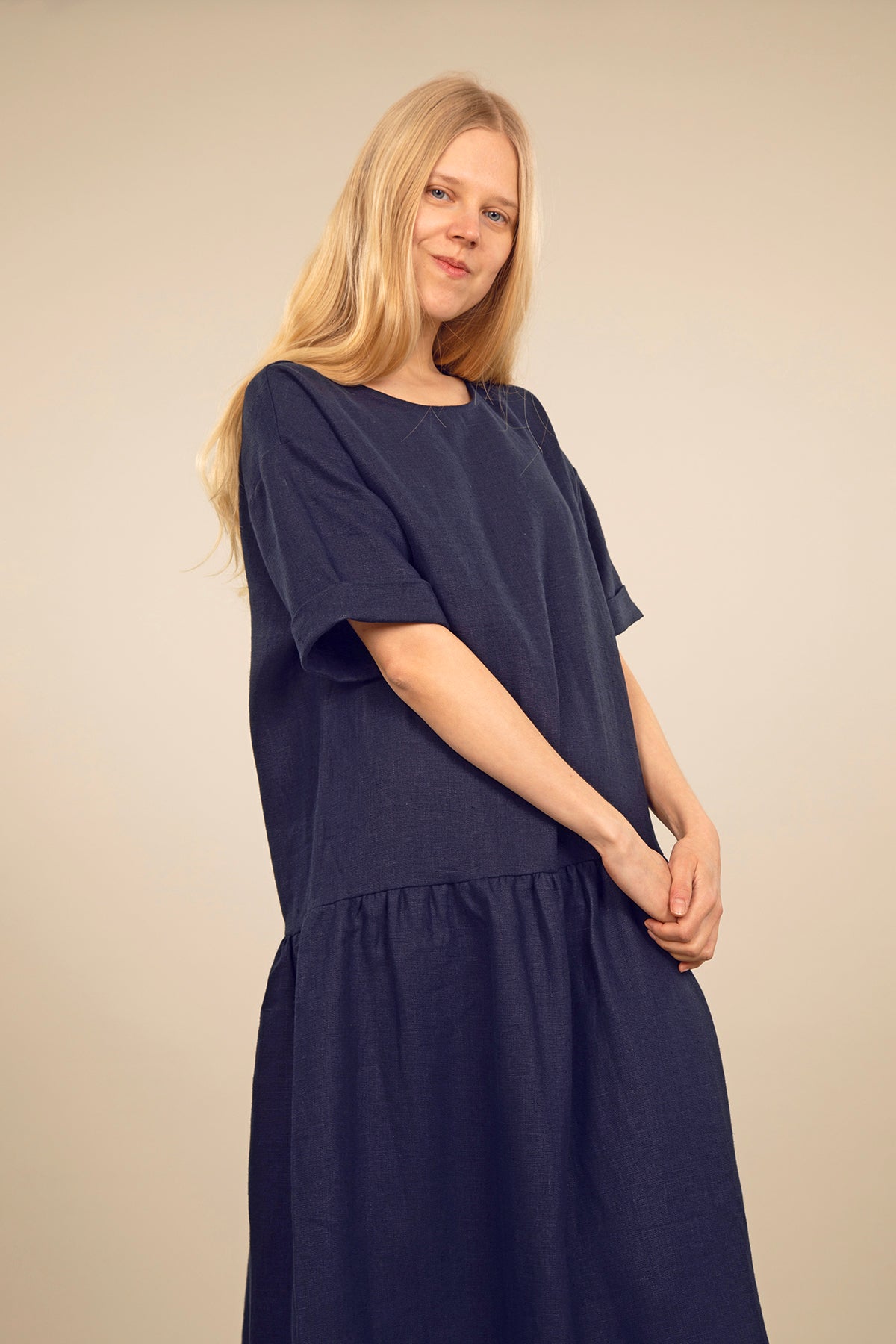 Ratia Alma Navy Linen Dress