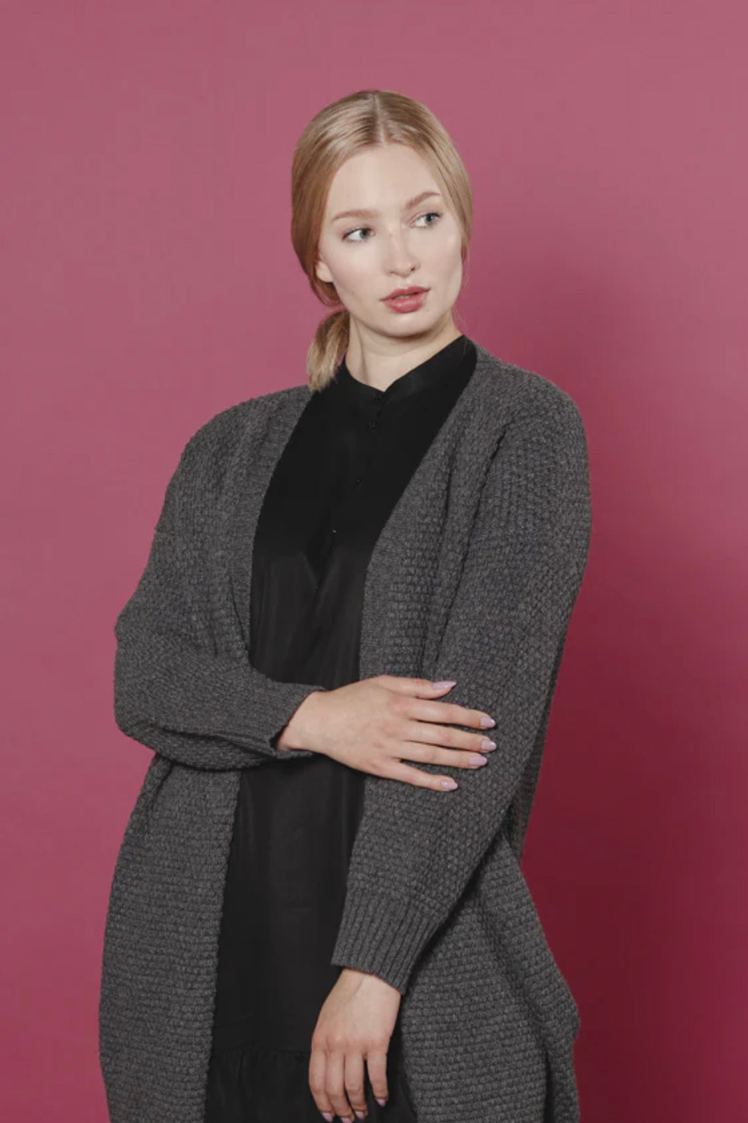 Aarre Alma Cardigan Asphalt Grey