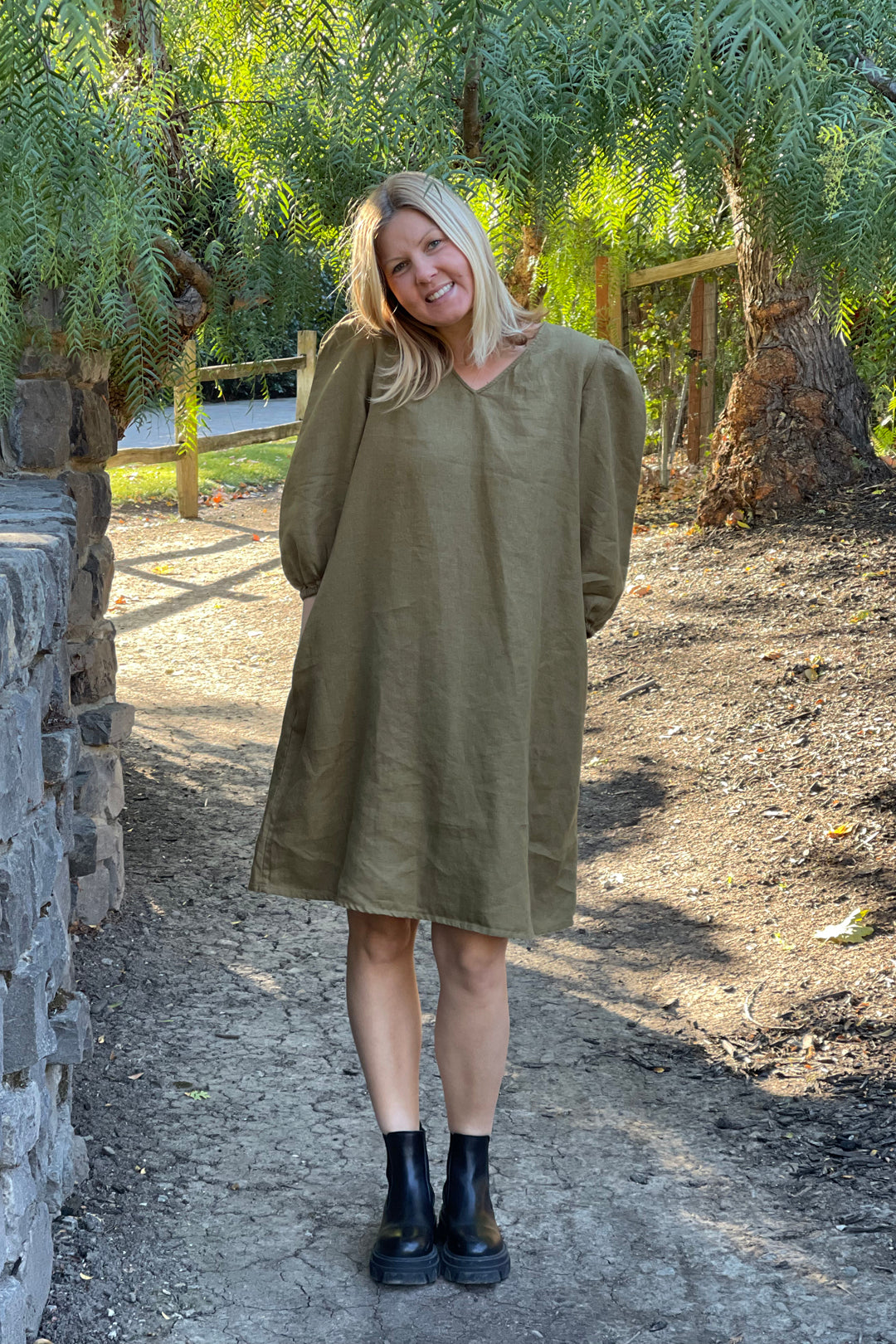 Piironki Helsinki Linen Saara Olive Dress