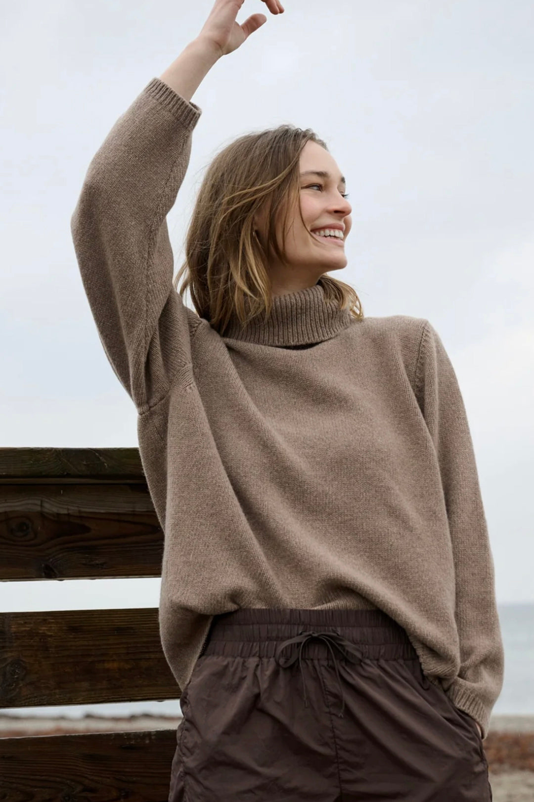 Moshi Moshi Honest Cashemere Knit Roll-Neck Taupe