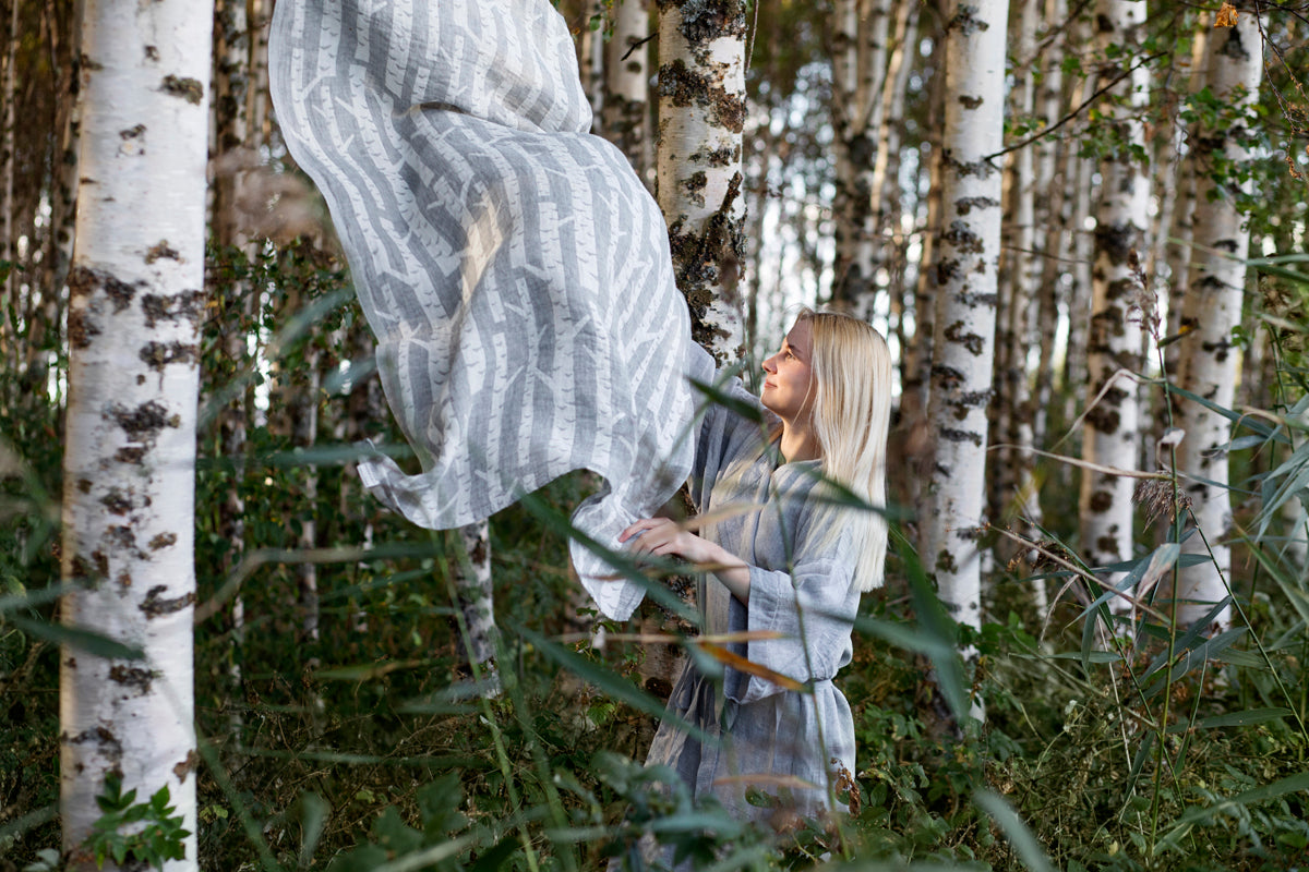 Lapuan Kankurit Kaste Linen Bathrobe Grey