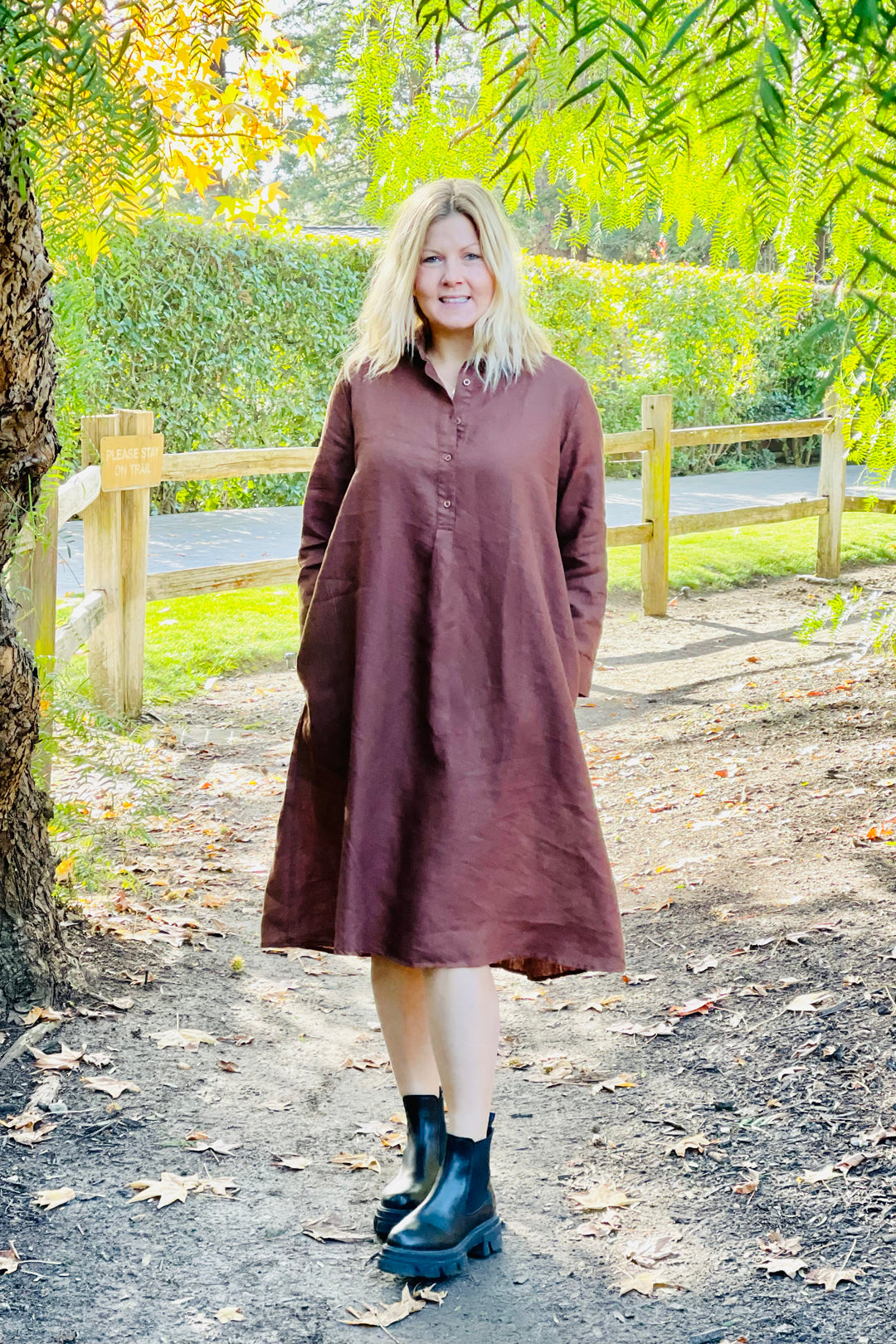 Piironki Helsinki Linen Sofia Brown Dress