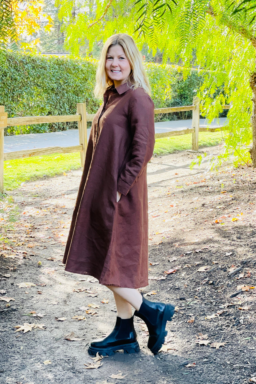 Piironki Helsinki Linen Sofia Brown Dress