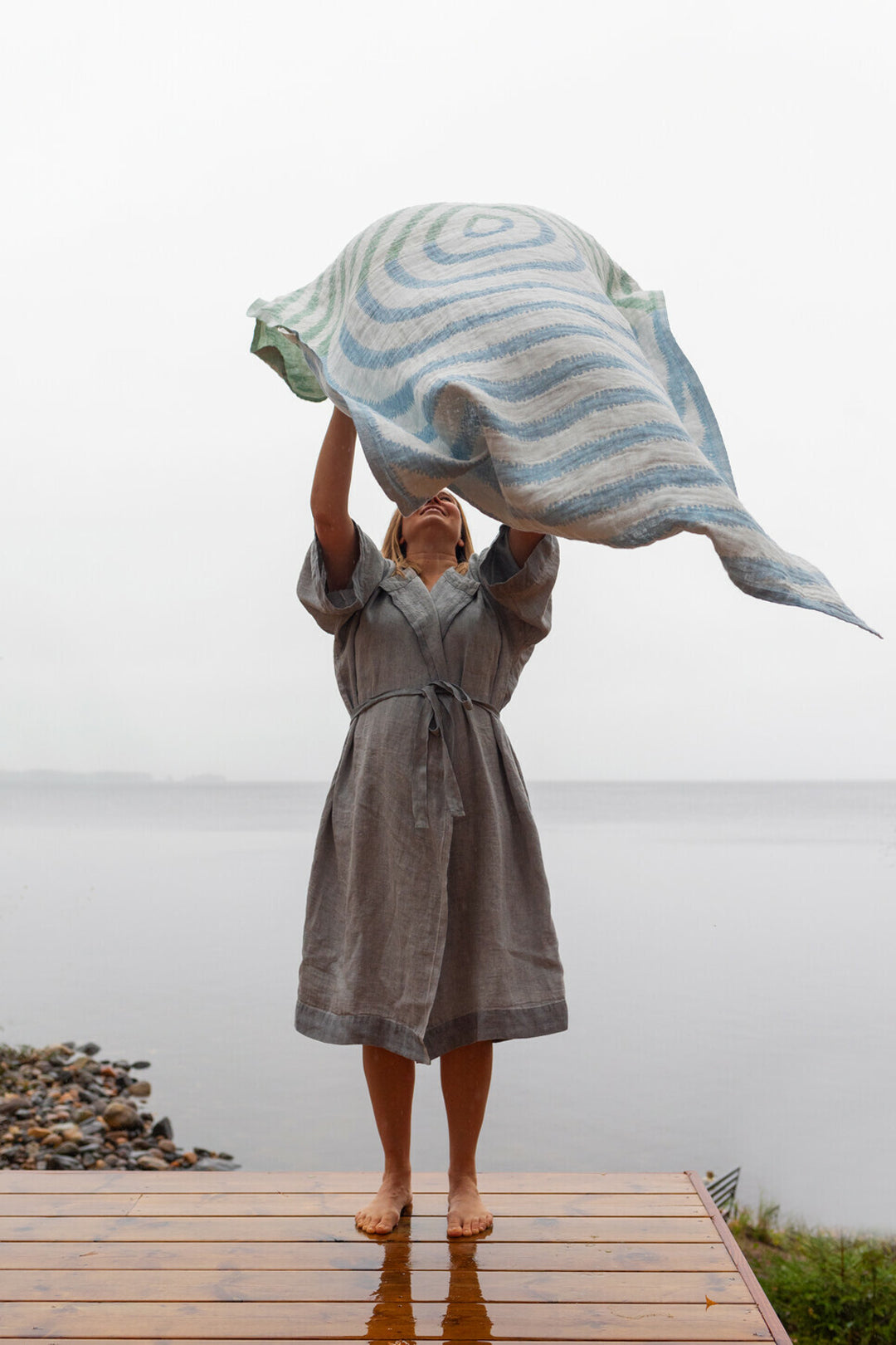 Lapuan Kankurit Kaste Linen Bathrobe Grey