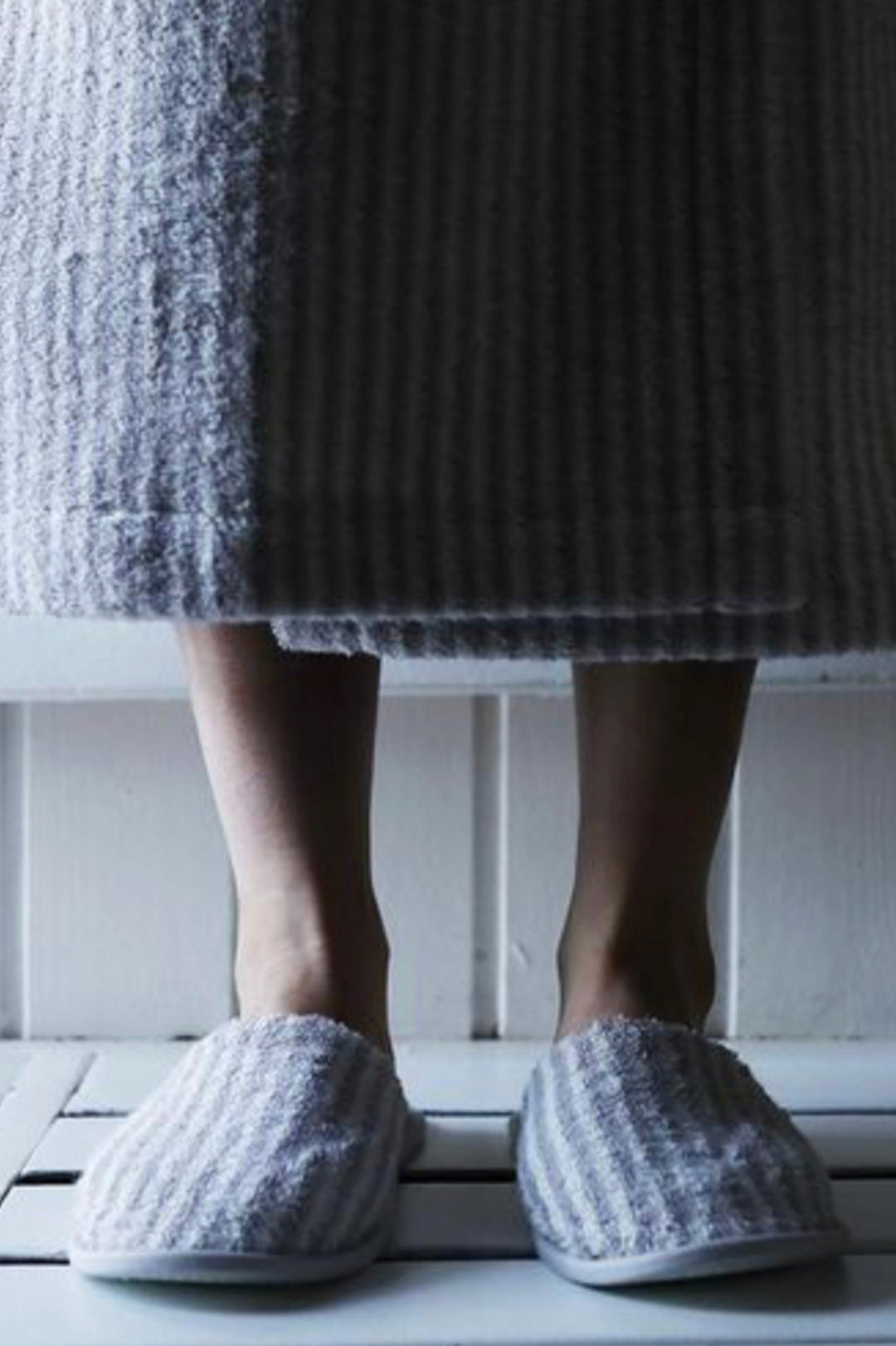 Ratia Bath Slippers White Stripes