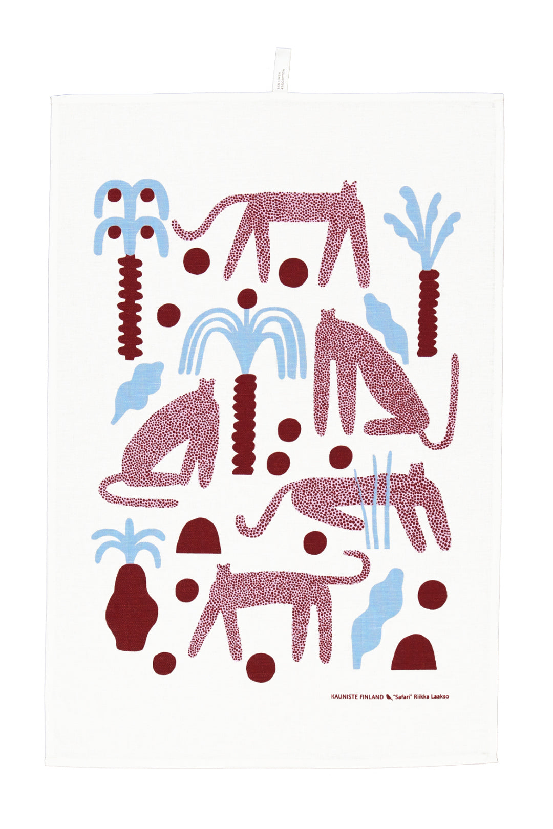 Kauniste Finland Safari Red Tea Towel