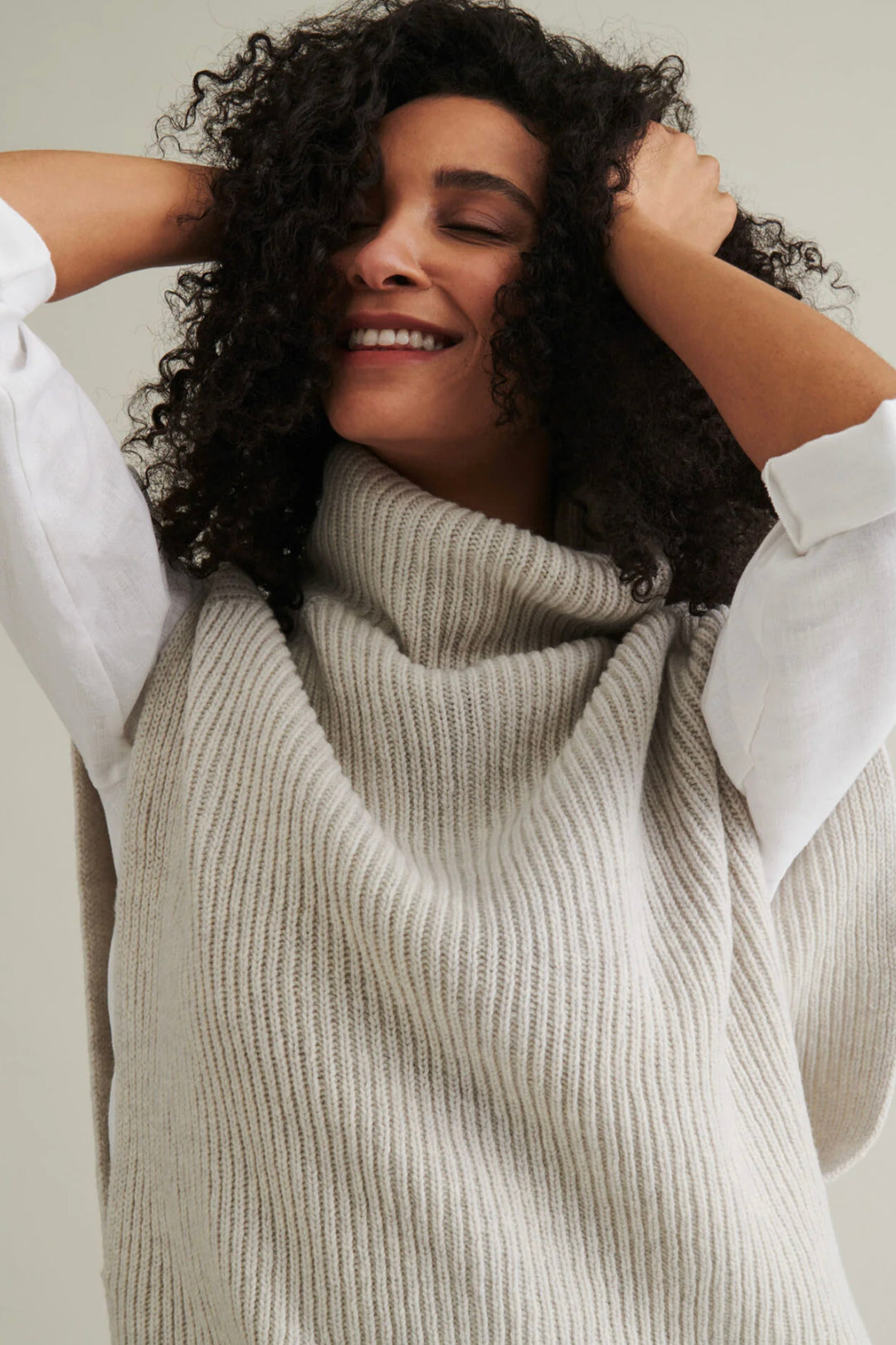 Niinmun Utö Merino Wool Collar Vest Light Grey