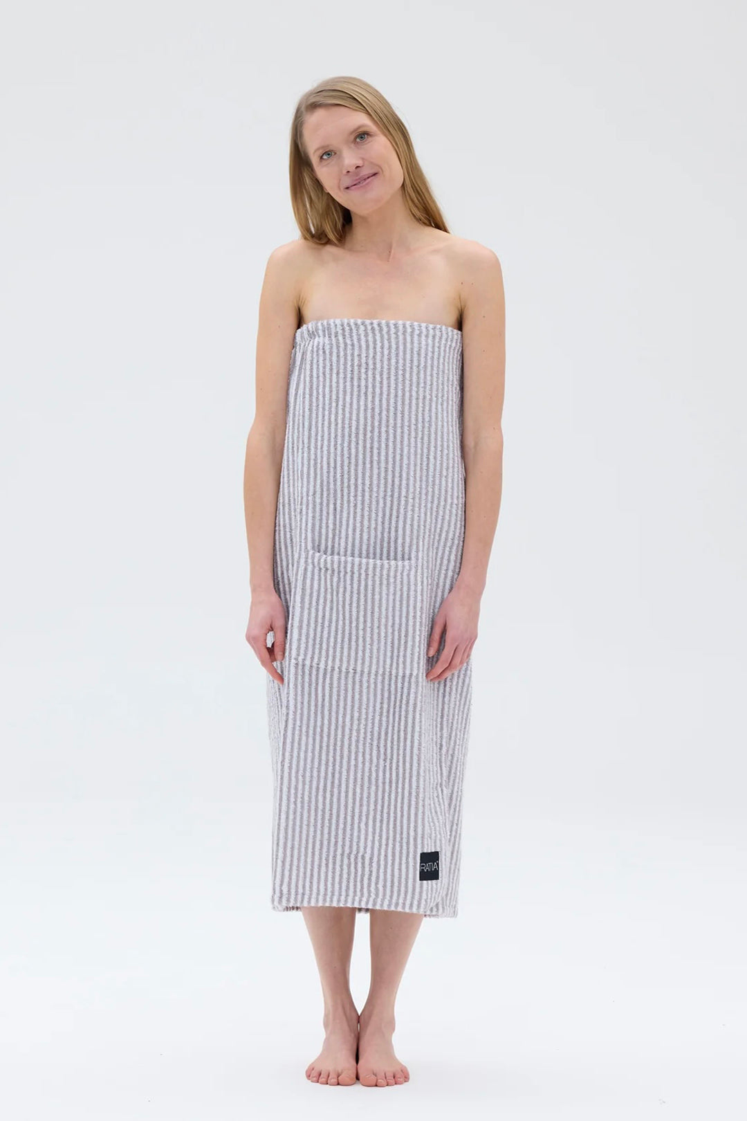 Ratia Women's Bath Wrap Grey White