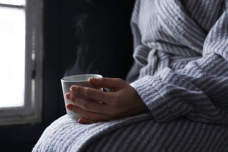 Ratia Unisex Stripe Bathrobe Grey/White