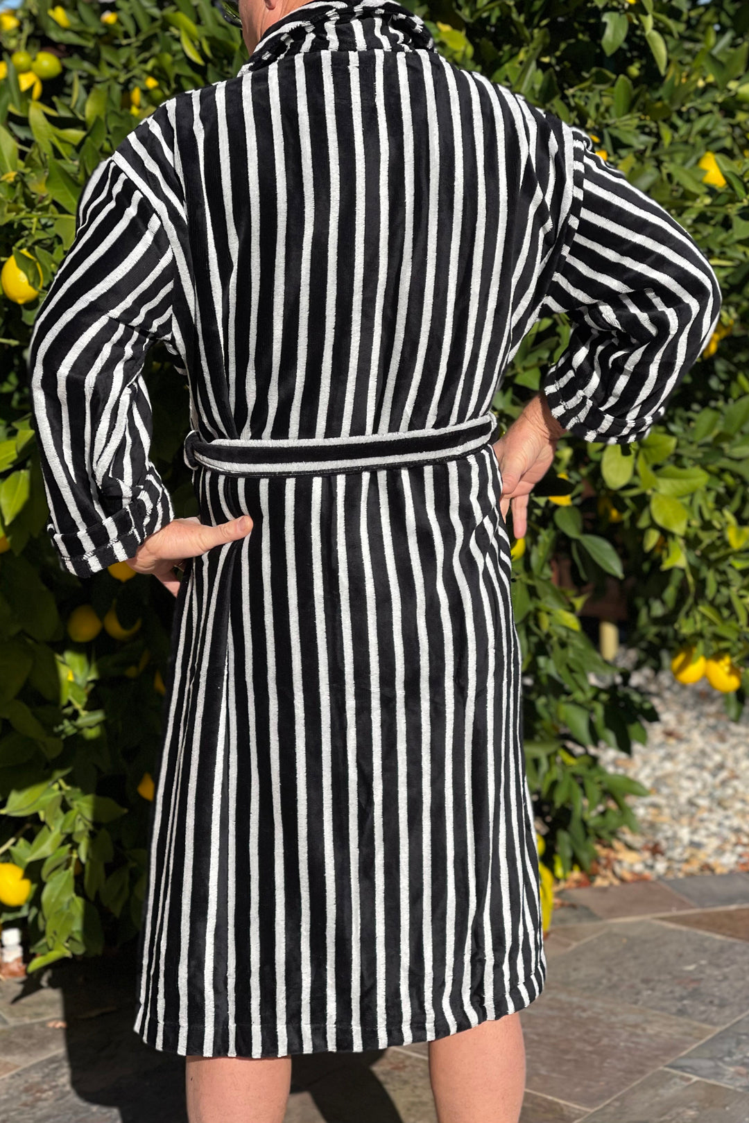 Ratia Unisex Stripe Bathrobe Black/White
