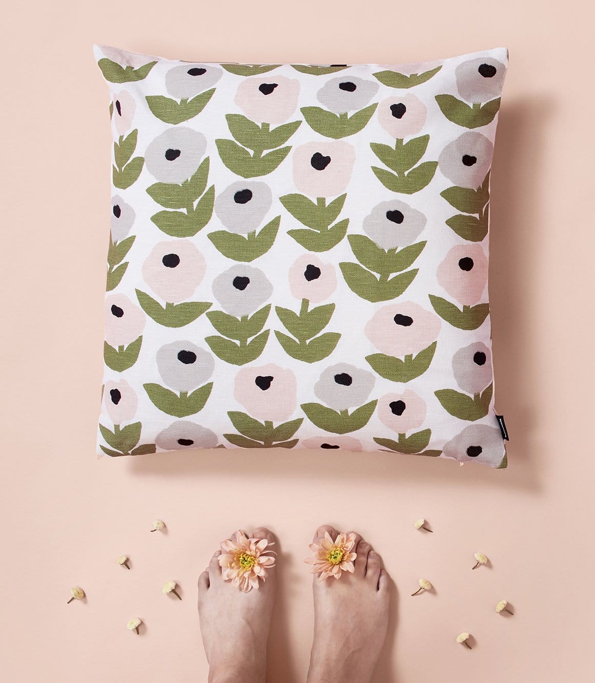 Kauniste Finland Flora Grey Pillow Cover 20"x 20"