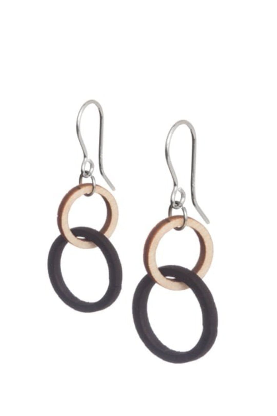 Valona Halo Mini Wood Black Earrings