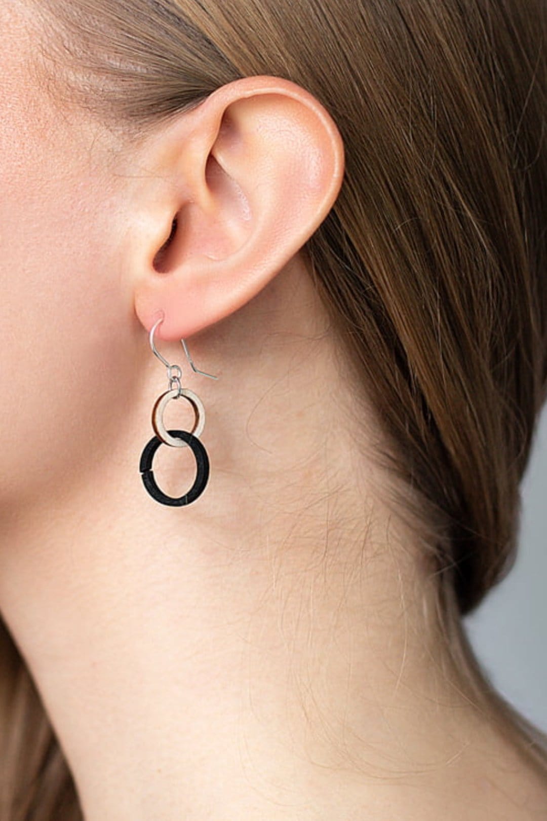 Valona Halo Mini Wood Black Earrings