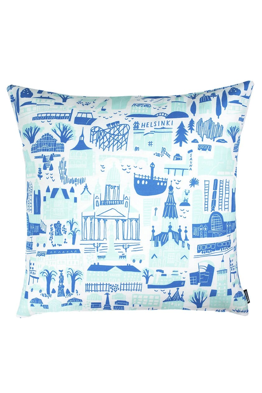 Kauniste Finland Helsinki Blue Pillow Cover 20"x 20" - Nordic Labels
