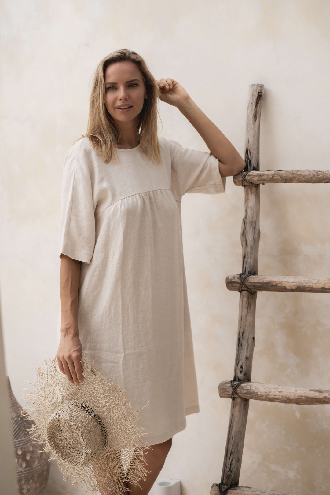 Linen Kyoto Dress Light Beige