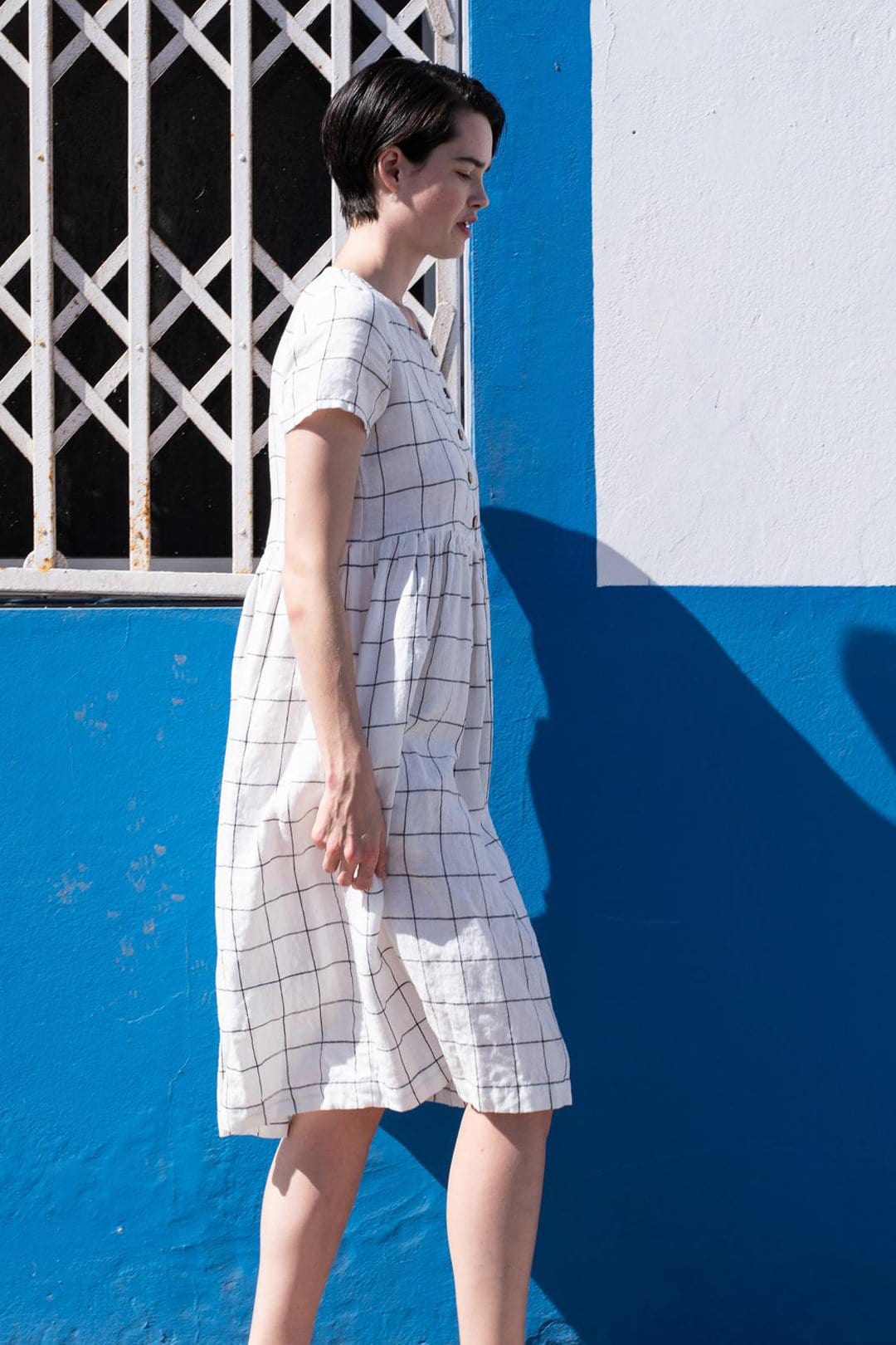 Linen Mama Dress Large Checks