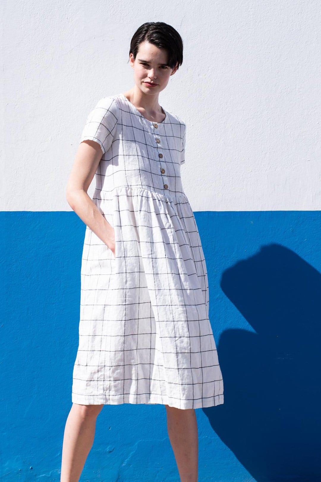 Linen Mama Dress Large Checks