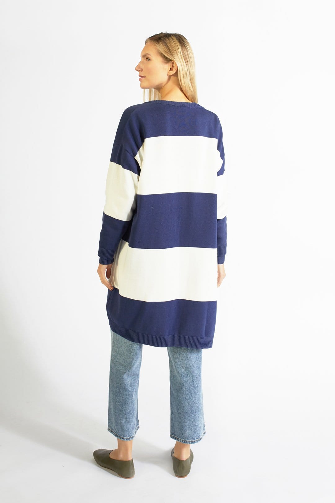 Ratia Maxi Stripe Blueberry Knit Cardigan