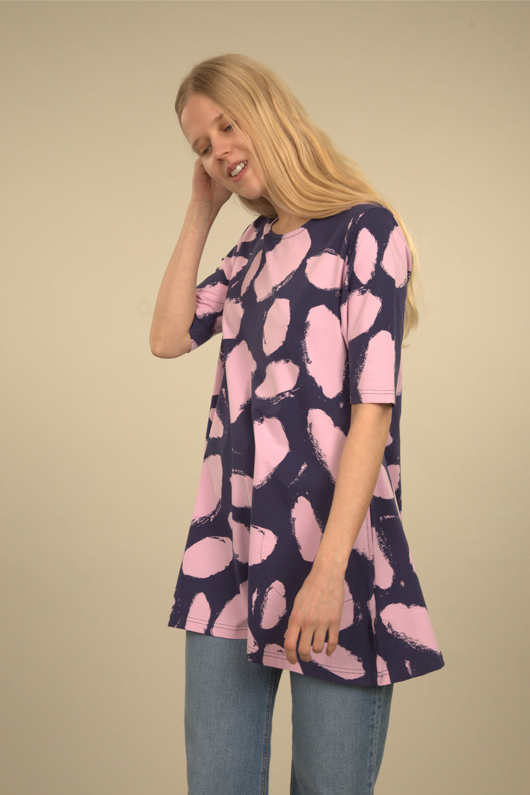 Ratia Pisara Papu Purple Tunic 2/3 Sleeves