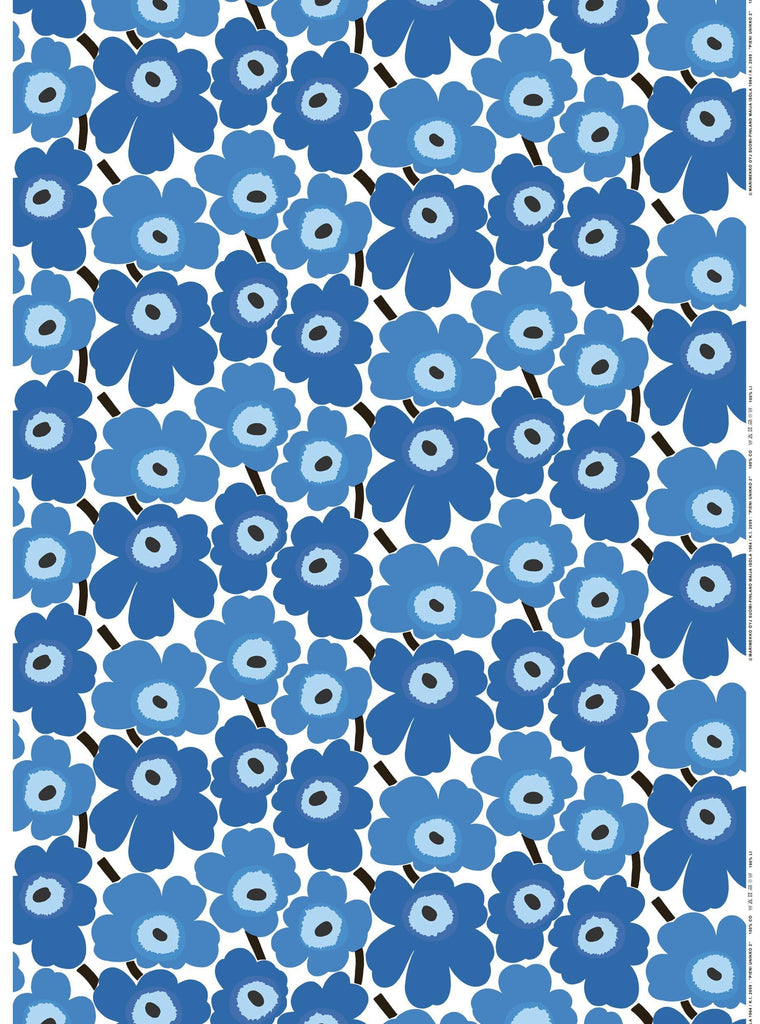 Marimekko Pieni Unikko Blue Fabric - Nordic Labels