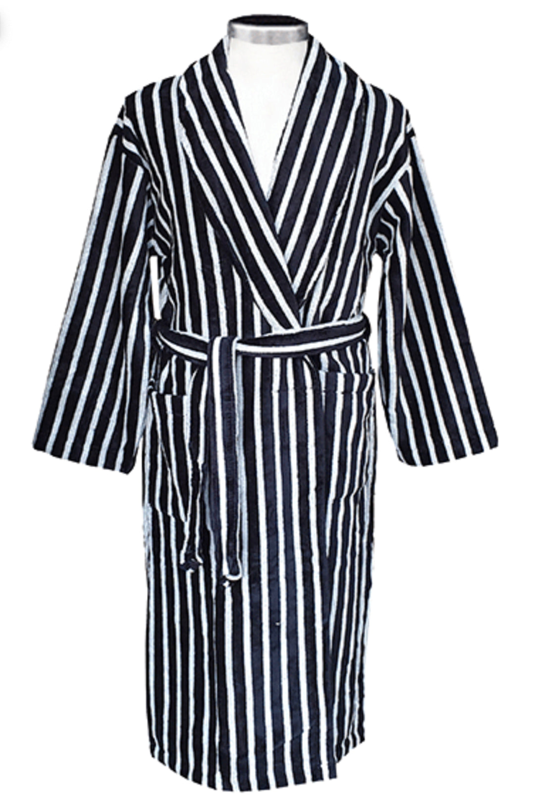Ratia Unisex Stripe Bathrobe Black/White