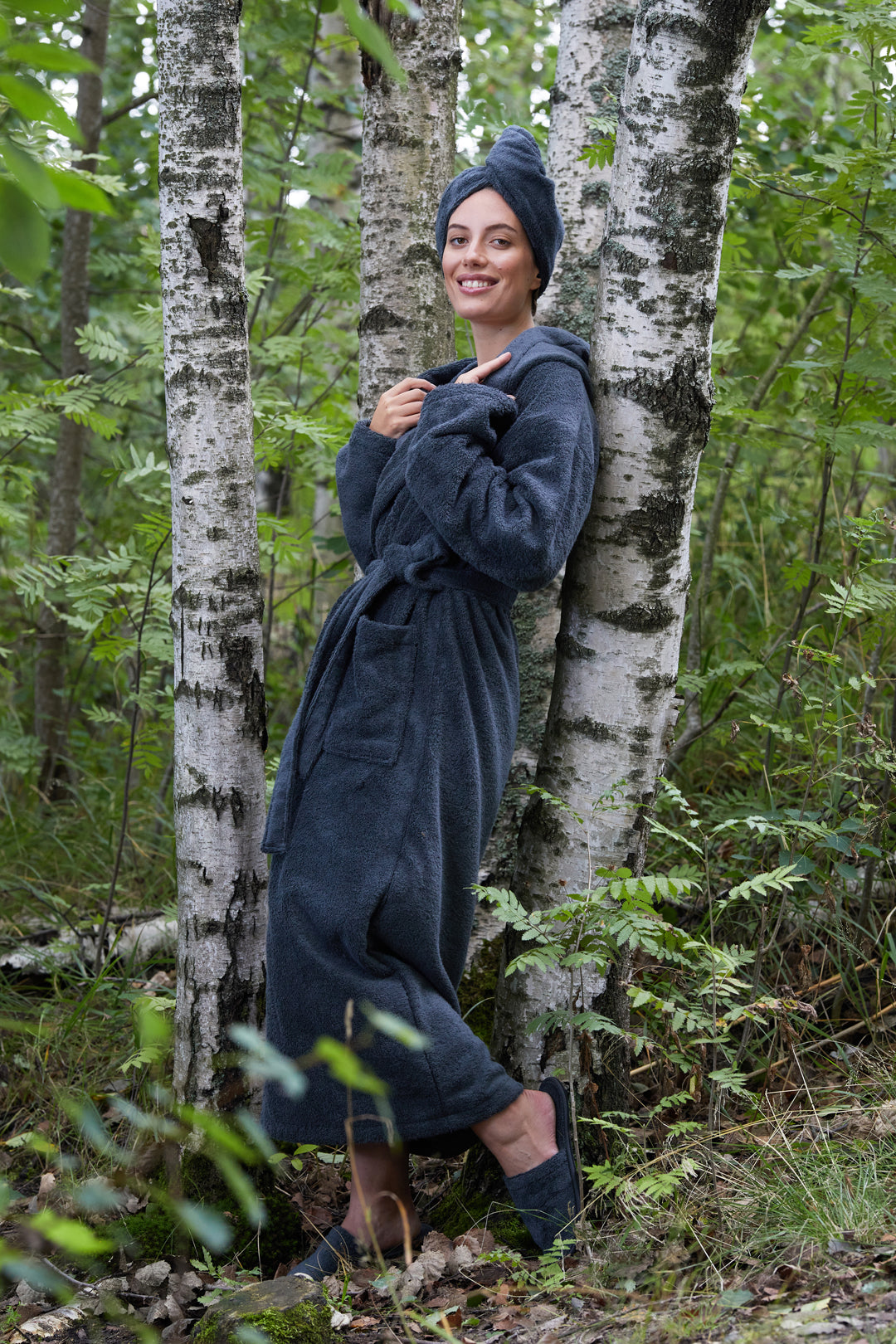 Ratia Unisex Hooded Bathrobe Dark Grey