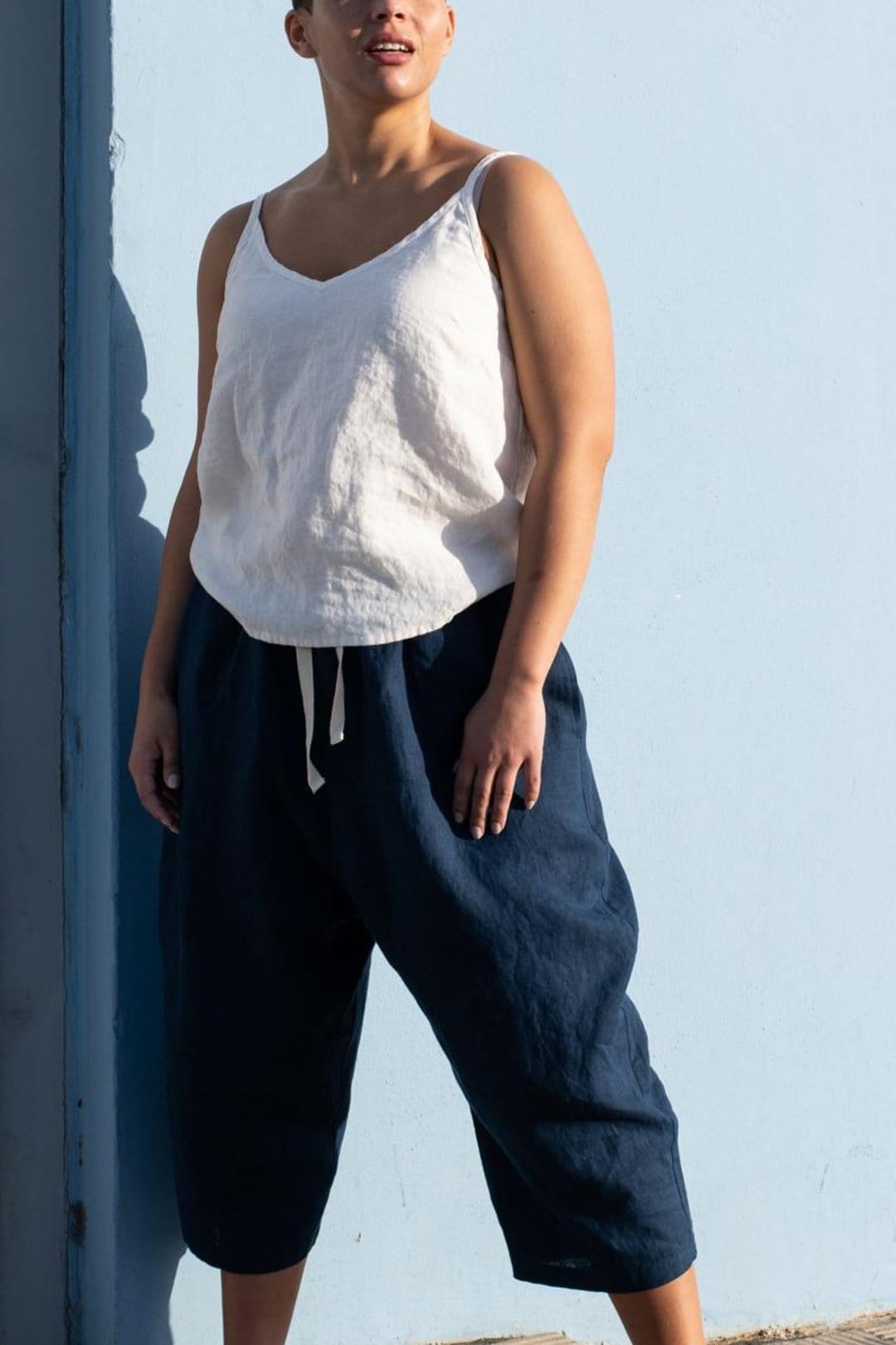 Linen Tokyo Wide Blue Pants