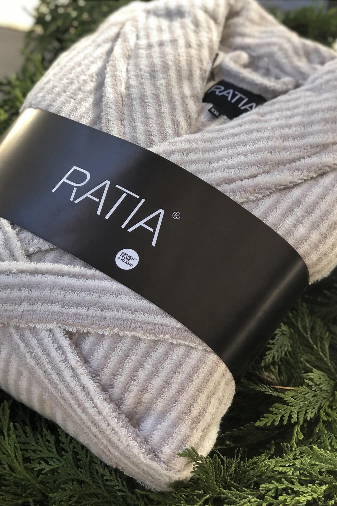 Ratia Unisex Stripe Bathrobe Grey/White