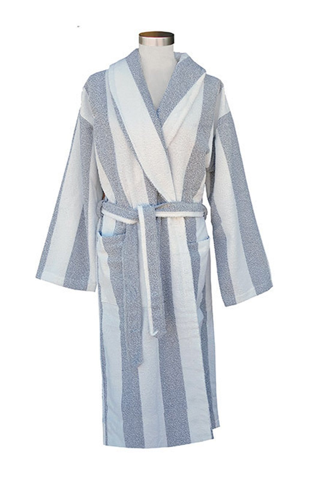 Ratia Unisex Wide Stripe Bathrobe Grey/White