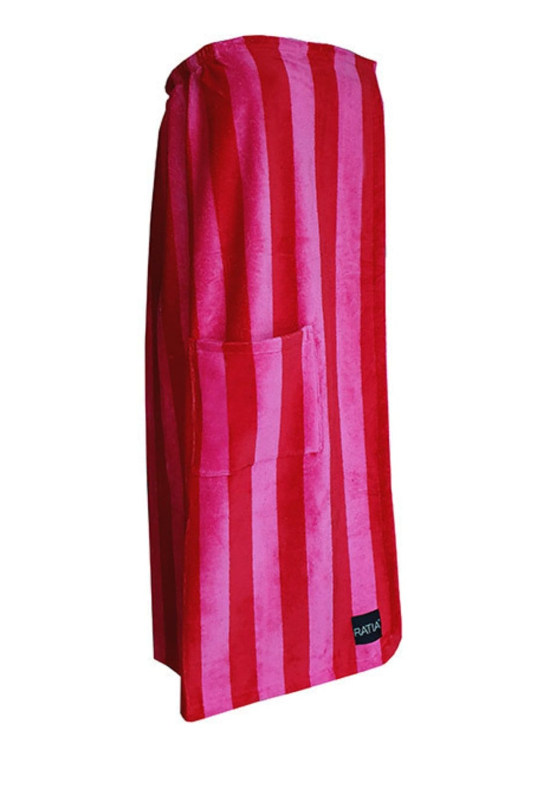 Ratia Women's Bath Wrap Wide Stripes Pink Red