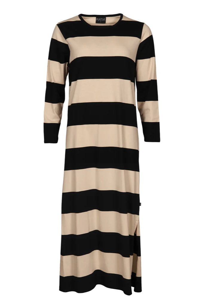 Ratia Fanni Black/Beige Wide Stripe Gown