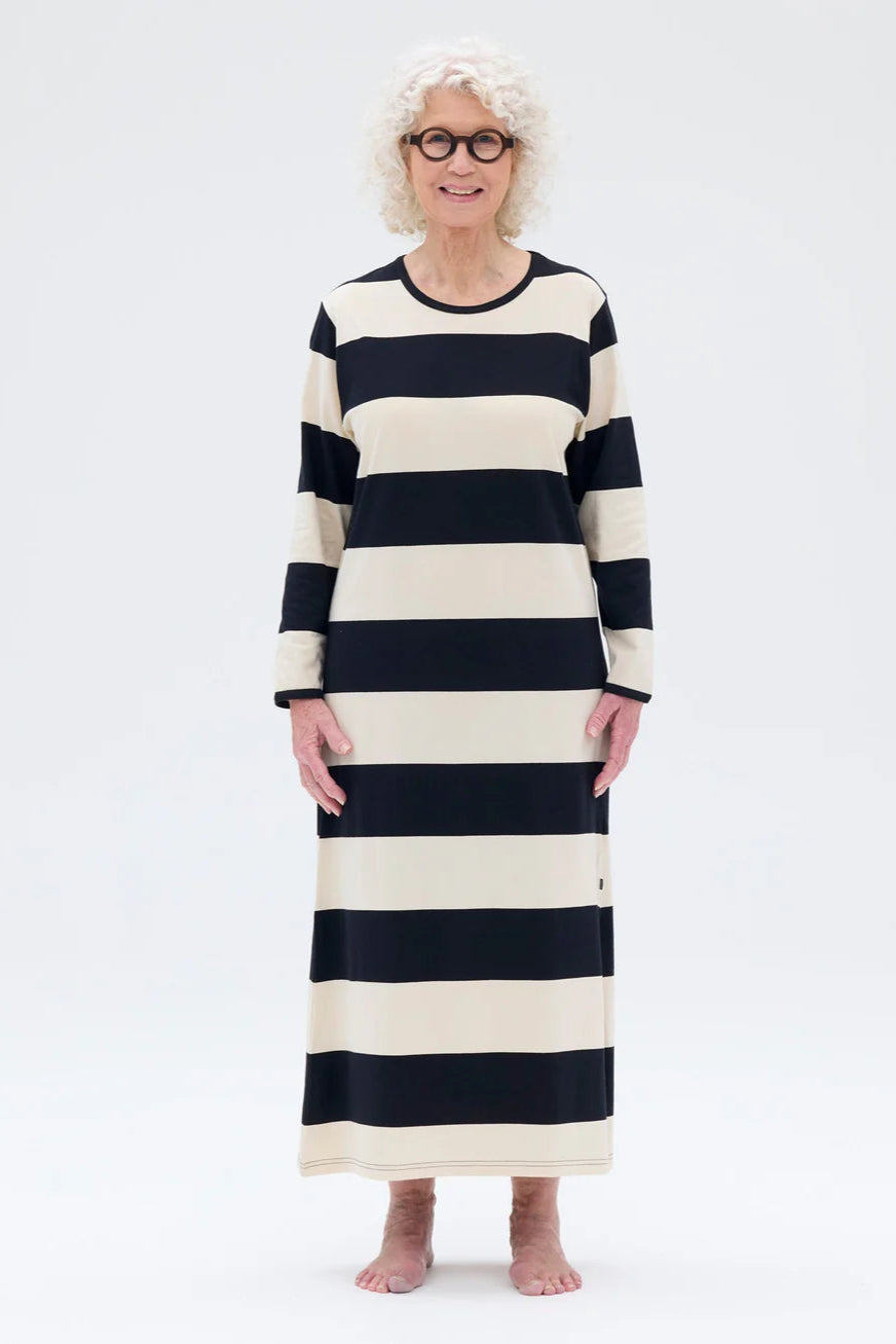 Ratia Fanni Black/Beige Wide Stripe Gown
